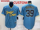 Women's Milwaukee Brewers Custom Blue 2022 City Connect Cool Base Stitched Jersey,baseball caps,new era cap wholesale,wholesale hats